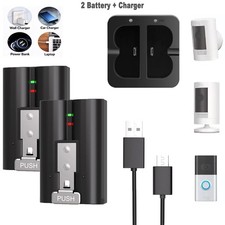 2PACK 7200mAh Rechargeable Battery and Charger Station for Ring Doorbell 2/3/4
