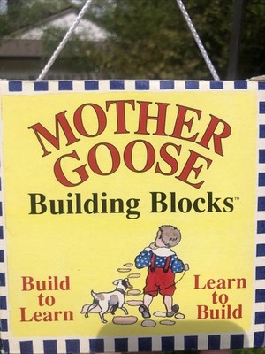 Vintage 1995  MOTHER GOOSE  Building Blocks, Includes Box ABC Learning Kids Toys