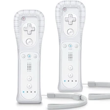 2 Remote Controllers For Nintendo Wii & Wii U With Silicone Case & Wrist Strap