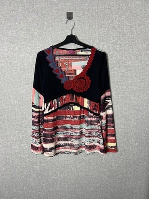 SAVE THE QUEEN All Over Printed Blouse Knitted Details Size L