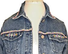 Vintage 80s-90s Pendleton Women s S. Aztec Denim Jacket. Beaded accents.