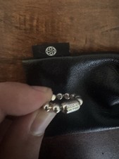 Good Art HLYWD .925 Silver Beaded Band Stretch Ring Size 7 Signed No Stone