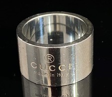 Gucci Sterling Silver 925 12mm Band Ring Size 6.75 R256