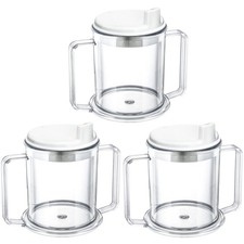 Eaasty 3 Pcs Adult Sippy Cup for Elderly, 10 oz Plastic Spill Medium, White