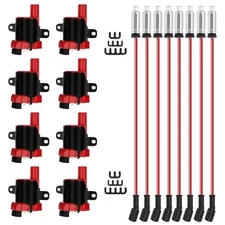 8P Round Ignition Coils Kit With 748UU 8mm Spark Plug Wires Compatible UF262
