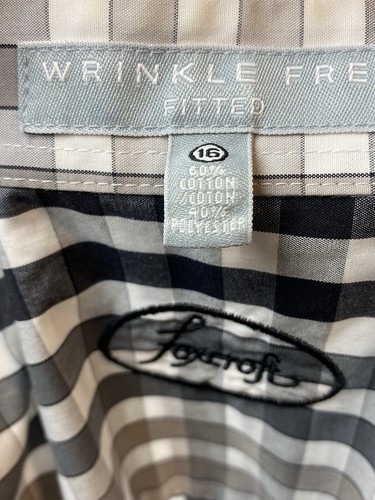 F. Foxcroft Wrinkle Free Shirt 16 Plaid Blouse Long Sleeve Collared Button - Picture 9 of 9