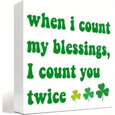 Lucky Irish Decoration Wooden Box Sign Clover Blessing Art For St Patricks Day