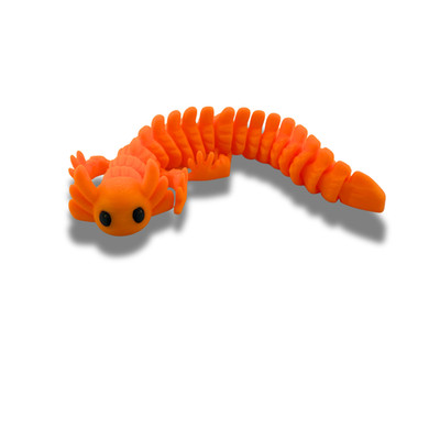 BuildInk Articulated Axolotl Orange 8 Inch 3D Printed Flexible Figure