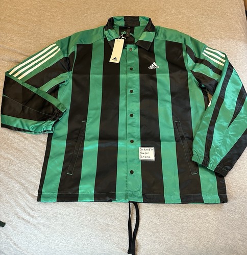 Adidas Originals Satin Coaches Track Jacket Green Black Men’s Medium $110 IB8393 - Afbeelding 1 van 13