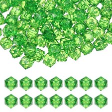 10mm Acrylic Cube Faceted Beads, 200 Pcs Diamond Spacer Beads, Green
