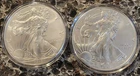 2 2013 Uncirculated Silver American Eagles