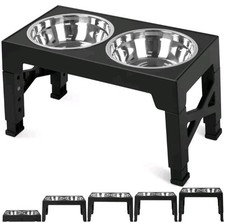 Elevated Dog Bowls with 2 Stainless Steel Dog Food Bowls, Raised Dog Bowl bn 