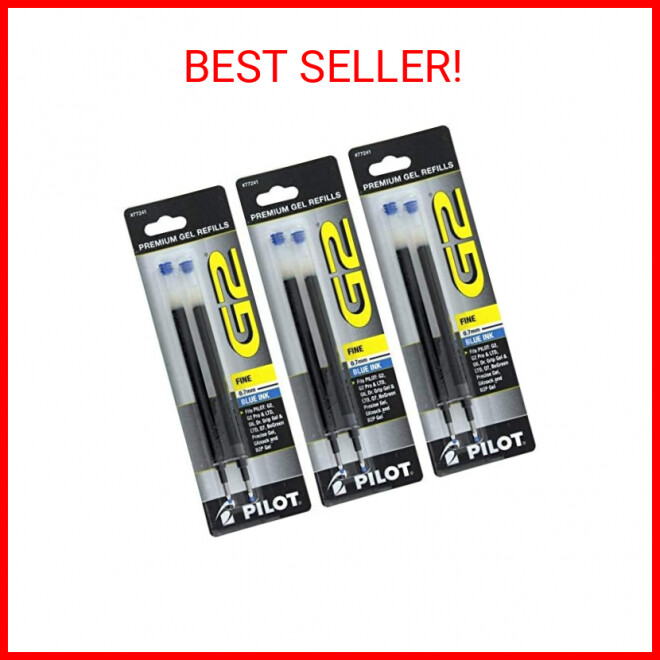 Pilot G2, Dr. Grip Gel/Ltd, ExecuGel G6, Q7 Rollerball Gel Ink Pen Refills Blue