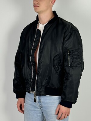 Vintage Reversible Distressed MA-1 Black Bomber Jacket | eBay