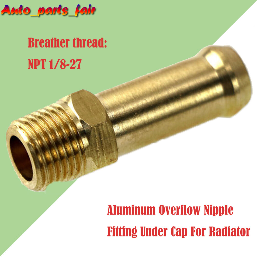 1/8 NPT brass nipple installed in radiator with washer sandwich and JB Weld epoxy reinforcement