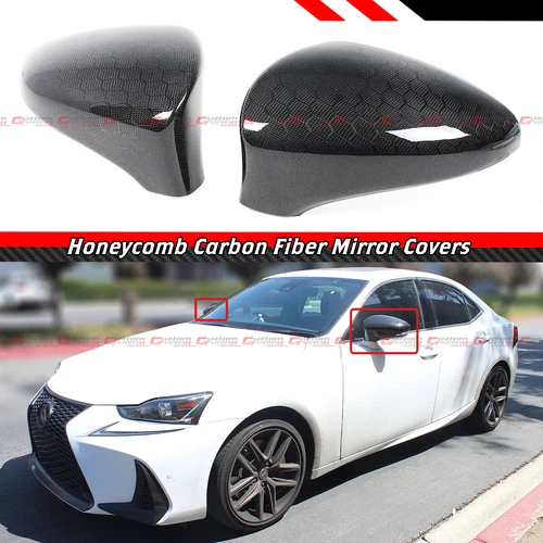 FOR 2014-2020 LEXUS IS200 300 350 HONEYCOMB CARBON FIBER SIDE MIRROR COVER CAP