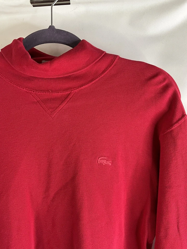 Suéter de cuello alto ligero cosido cocodrilo pequeño vintage años 80 Lacoste para mujer Foto 2 de 4