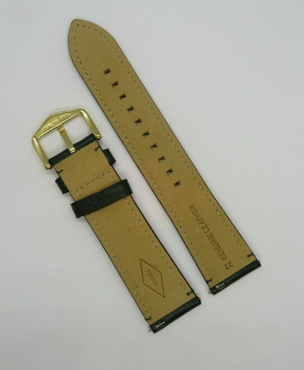 Bracelet Fossil Original En Cuir Vert – Modèle FS5000, Largeur 24 Mm, Boucle Ardillon, Neuf Avec étiquettes