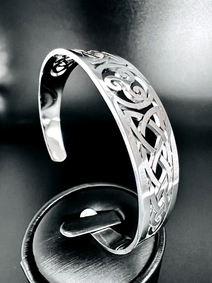 Kelten Armreif Edelstahl Triskele Knoten Armband Damen Herren Wikinger Biker 92 - Bild 2 von 4