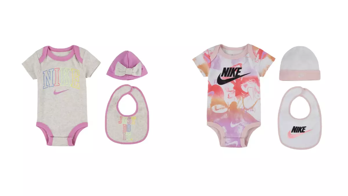 New Nike Baby Girls Bodysuit Bib and Hat Gift Box 3 Piece Set Pick Color