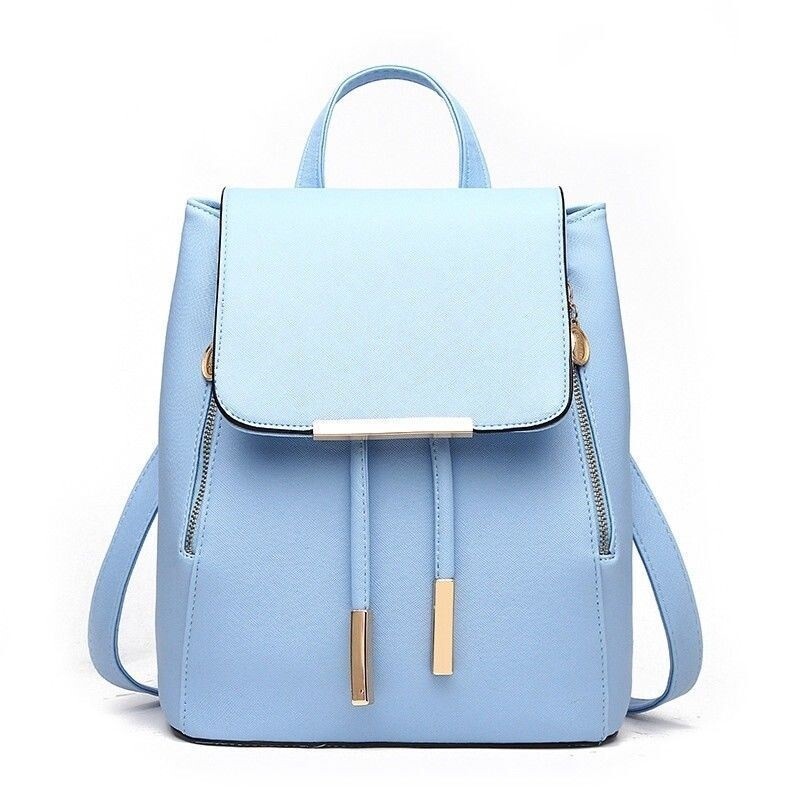 New PU Leather Backpack School Bag Shoulder Bag (Blue)