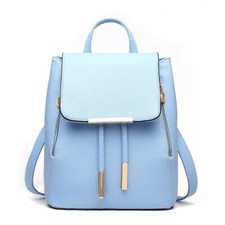 New PU Leather Backpack School Bag Shoulder Bag Blue 