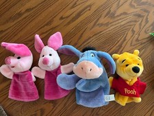 Lot 4 Mattel Applause Winnie The Pooh Friends Plush Hand Puppets Piglet Eeyore