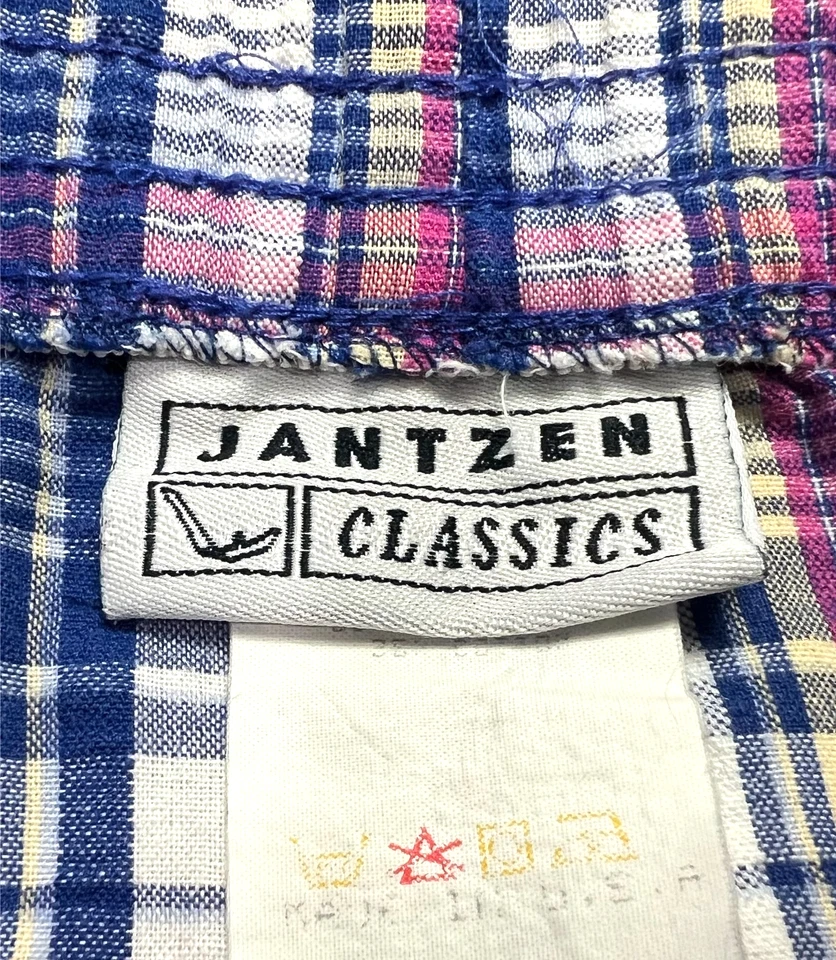 Vtg Jantzen Shorts Womens (18) Plaid 7.5" Chino Elastic Waist Preppy 80s 90s USA - Image 4 of 4