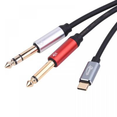USB-C Typ C auf Dual 6,35 mm 2-in-1 Audio Instrument Splitter Kabel - 3 m
