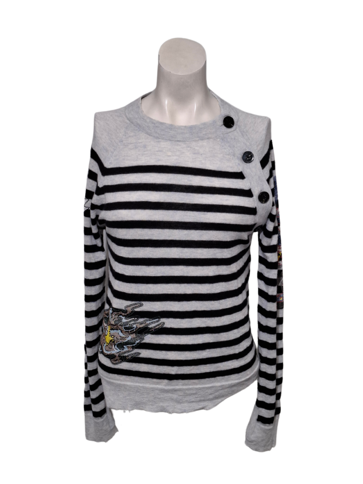 ZADIG & VOLTAIRE Vintage Glitter-Embroidered Blouse, Size S