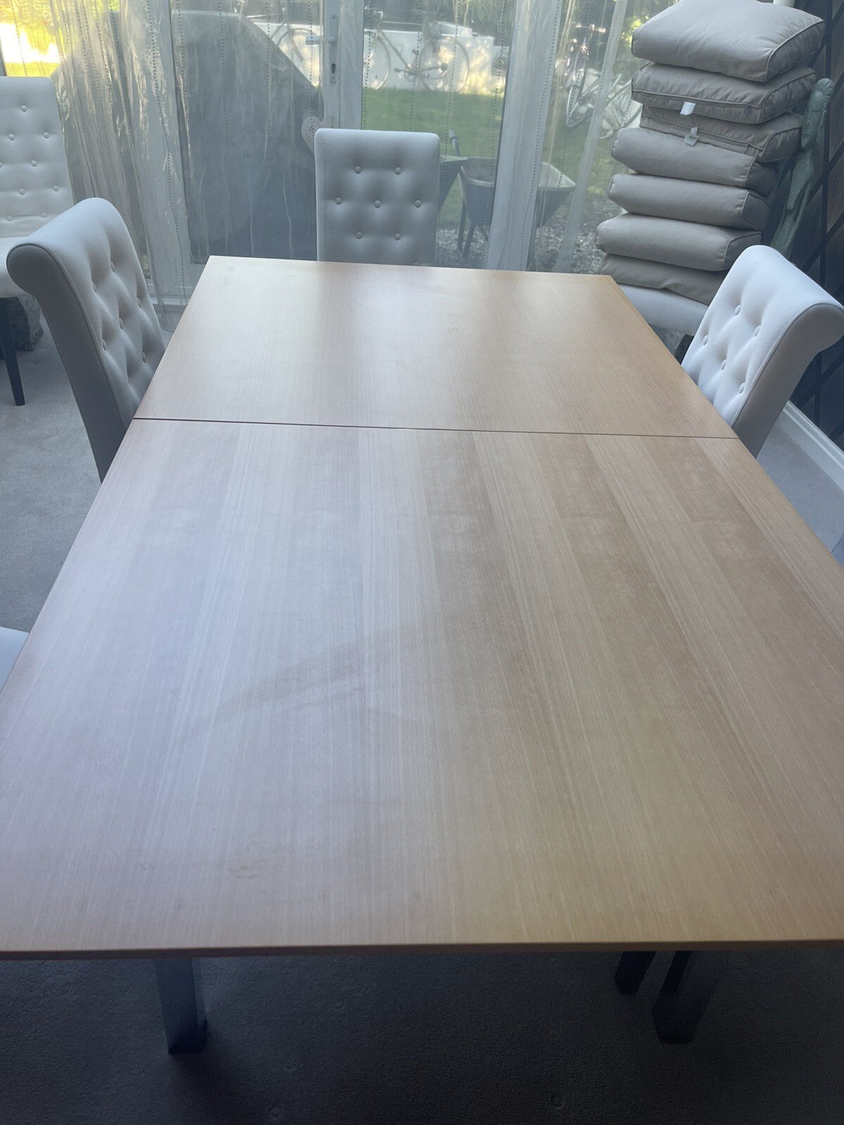 Calligaris Wood Effect Polished Steel Extendable Kitchen Dining Table