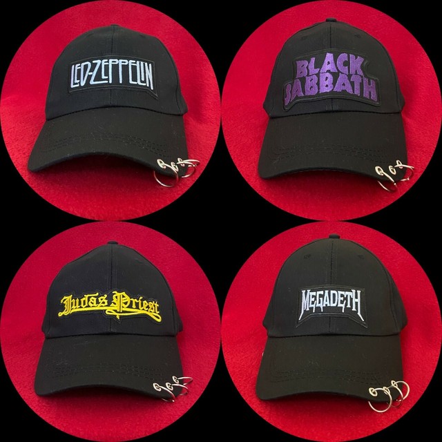 [Brand New] Rock Band Solid Baseball Cap With Metal Rings Adjustable