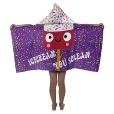 Suntime Kids Girls Ice Cream Beach Hooded Towel 24" x 48" Gift Towel New