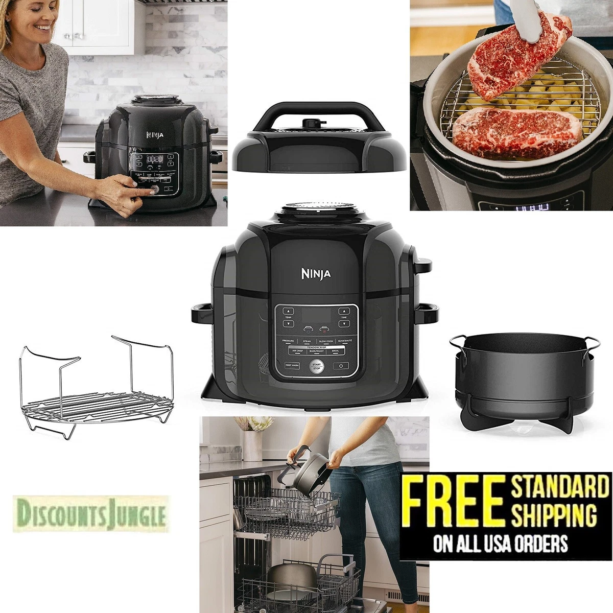 Ninja OP305 Foodi 6.5 Quart Pressure Cooker That Crisps, Steamer & Air  Fryer with TenderCrisp Technology Multi-Cooker and Fryer All-in-One  (Renewed)