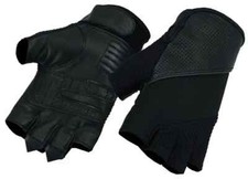 Men  s Textile  Leather Fingerless Motorcycle Gloves with Reflective Piping
