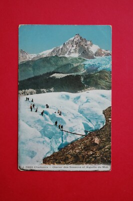 Chamonix Frankreich Glacier des Bossons Bergsteigerszene 1908 CPA