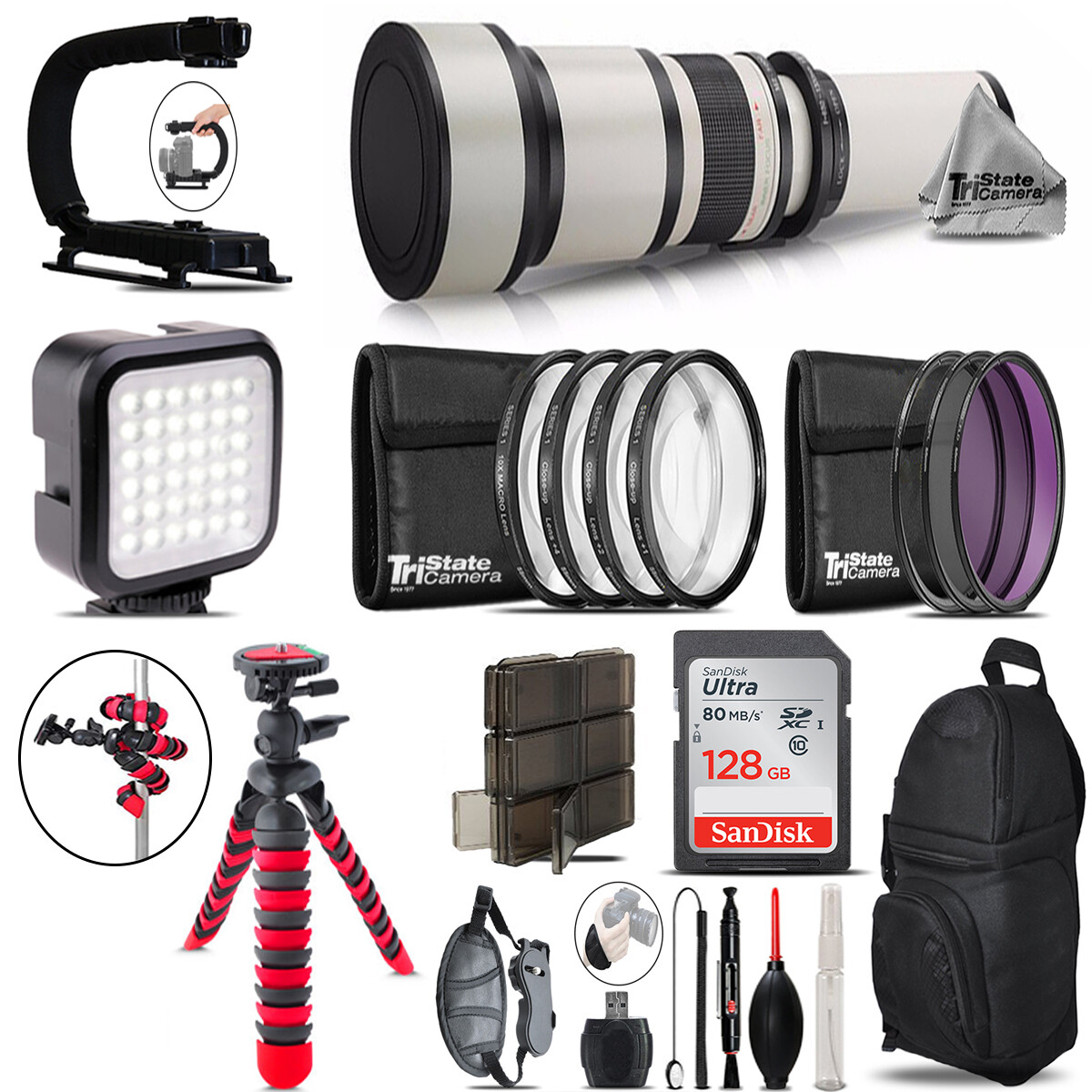 6501300mm Telephoto Lens Nikon D3100 D3200 Video Kit + Backpack