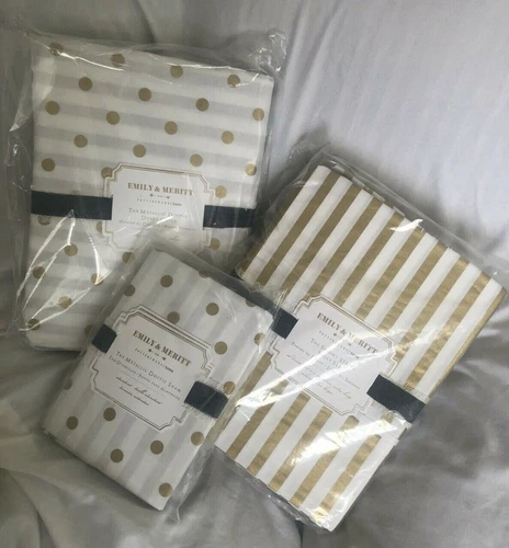 Pottery Barn Teen Emily Meritt Skinny Stripe Sheet Set Dottie Duvet & Sham Set