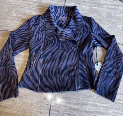 Marrakech MCMCC Brown & Black Tiger Stripe Moto Jacket With Side Zipper Size S