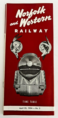 1. März 1953 Norfolk und Western Railway Zug Zeittafel mit Kartenheft