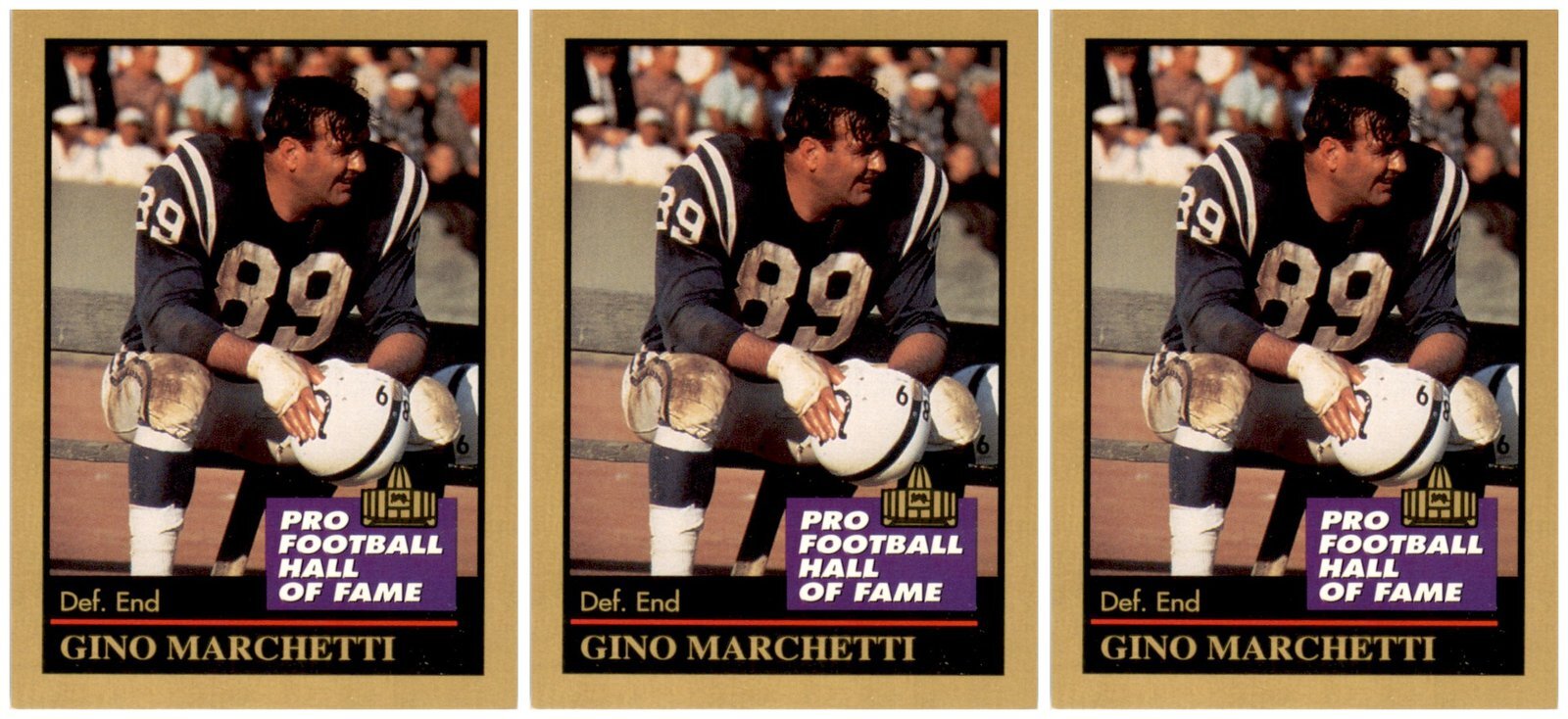 (3) 1991 ENOR Pro Football HOF #92 Gino Marchetti Baltimore Colts Card Lot