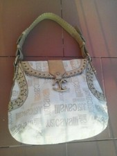 Borsa donna Just Cavalli  ORIGINALE beige con scritte dorate
