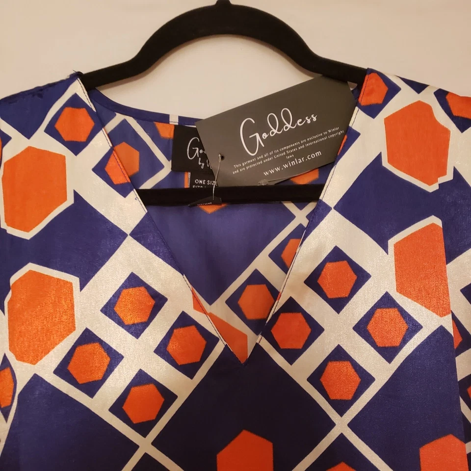 Women’s Kaftan Goddess Multicolor Lounge Dress One Size Resort Cruise Wear NWT - Image 3 of 4