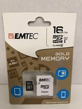 White Emtec 16 GB Class 10 Mini Jumbo Micro SDHC Memory Card Up To 45 MB/s Gold