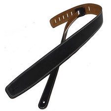 Gitarrengurt-Band-LLB10 Leder schwarz, Länge 107-147cm einstellbar, Breite 6,5cm