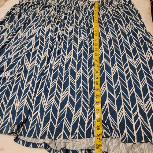 Torrid 5x Skirt Geometric Pull On Button Accents AquamarineWhite Preppy Office - Picture 5 of 6