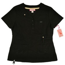 Koi Scrub Top Black 321-002 Y-Neck Kendall