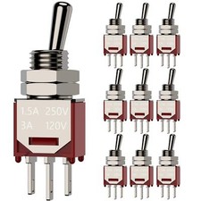 	10 Pcs Mini Micro Toggle Switch ON/ON 3 Pin SPDT AC 250V/1.5A	