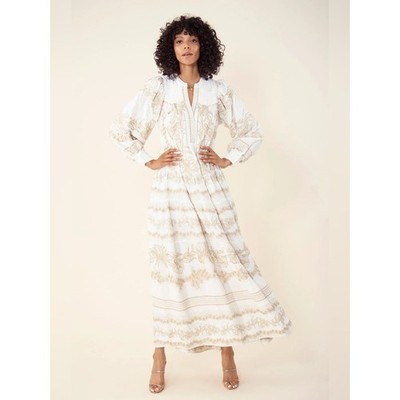 Hale Bob Janina Embroidered Tiered Maxi Dress XS New