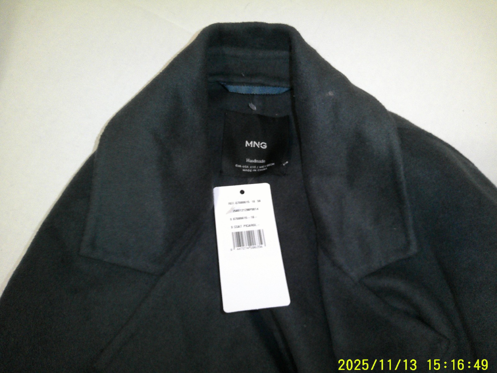 New NWT Womens XXS Mango MNG Handmade Wool Coat Belt Dark Teal Blue Picarol image 6